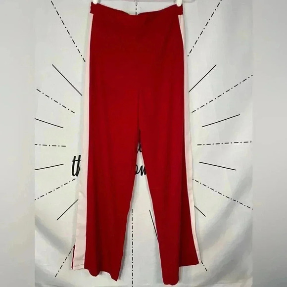 NWOT ASOS DESIGN Wide Leg Track Pants in Red with Contrast Stripe - Picture 3 of 7